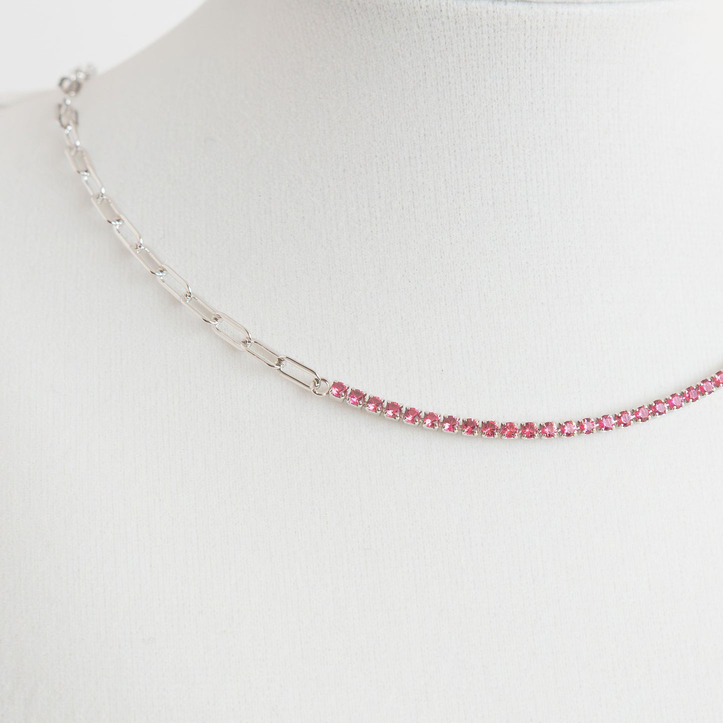 Italian Sterling Silver Necklace Color Sapphire, Ruby And Emerald