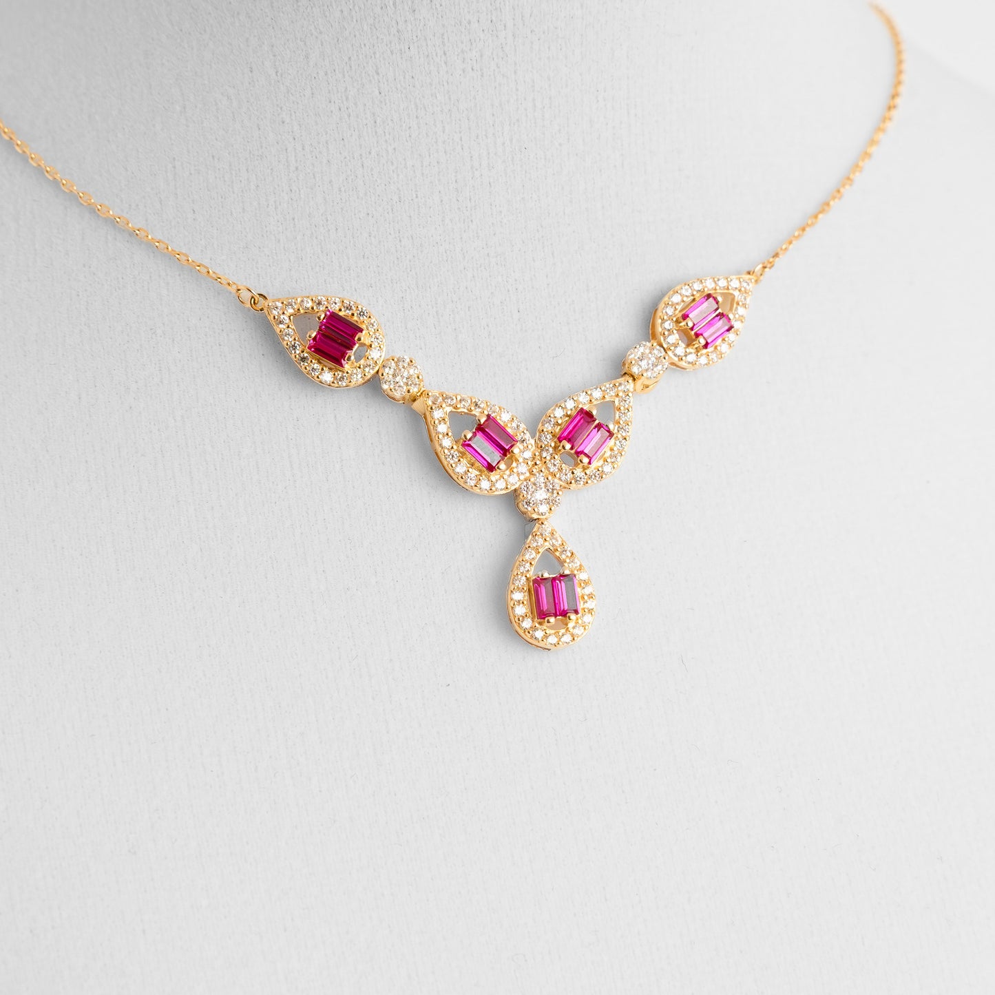 Italian Sterling Silver Italian Ruby Necklace