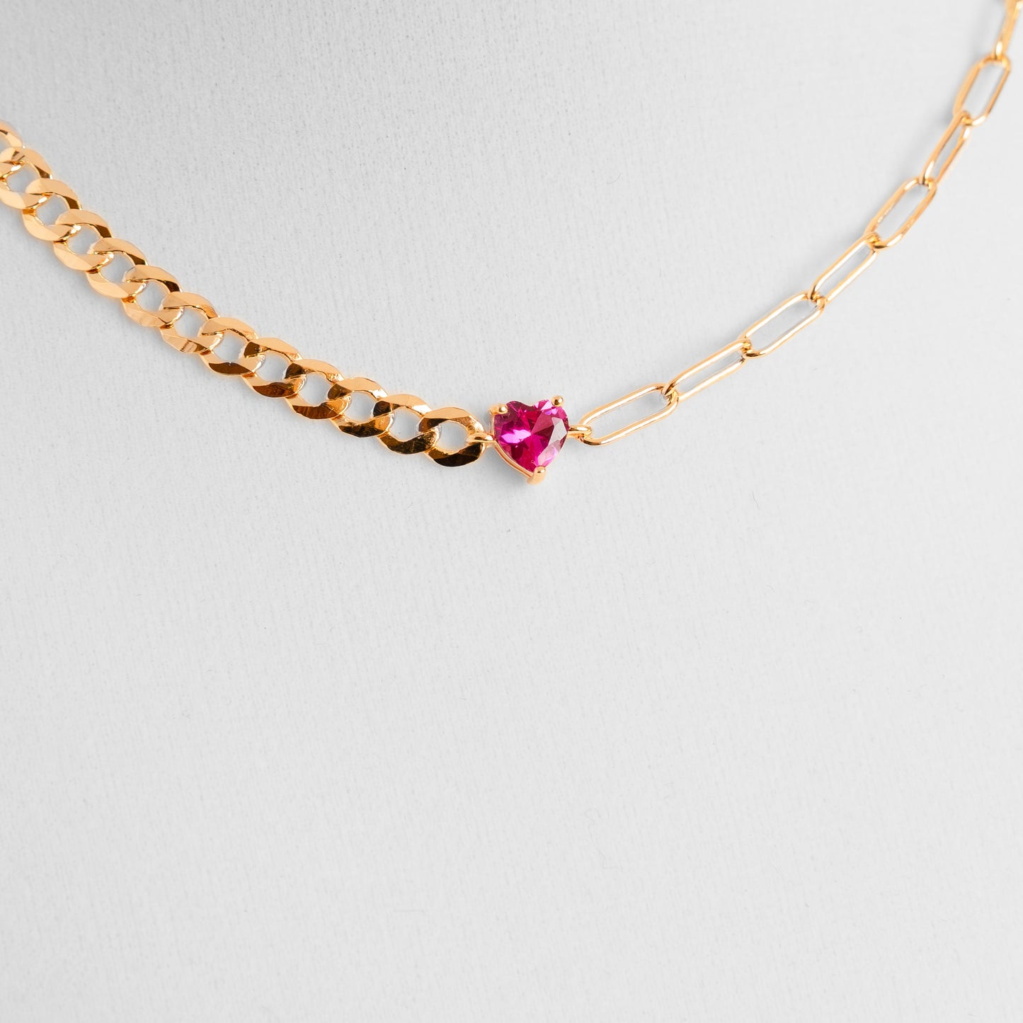Italian Sterling Silver Italian Gold Pink Love Necklace