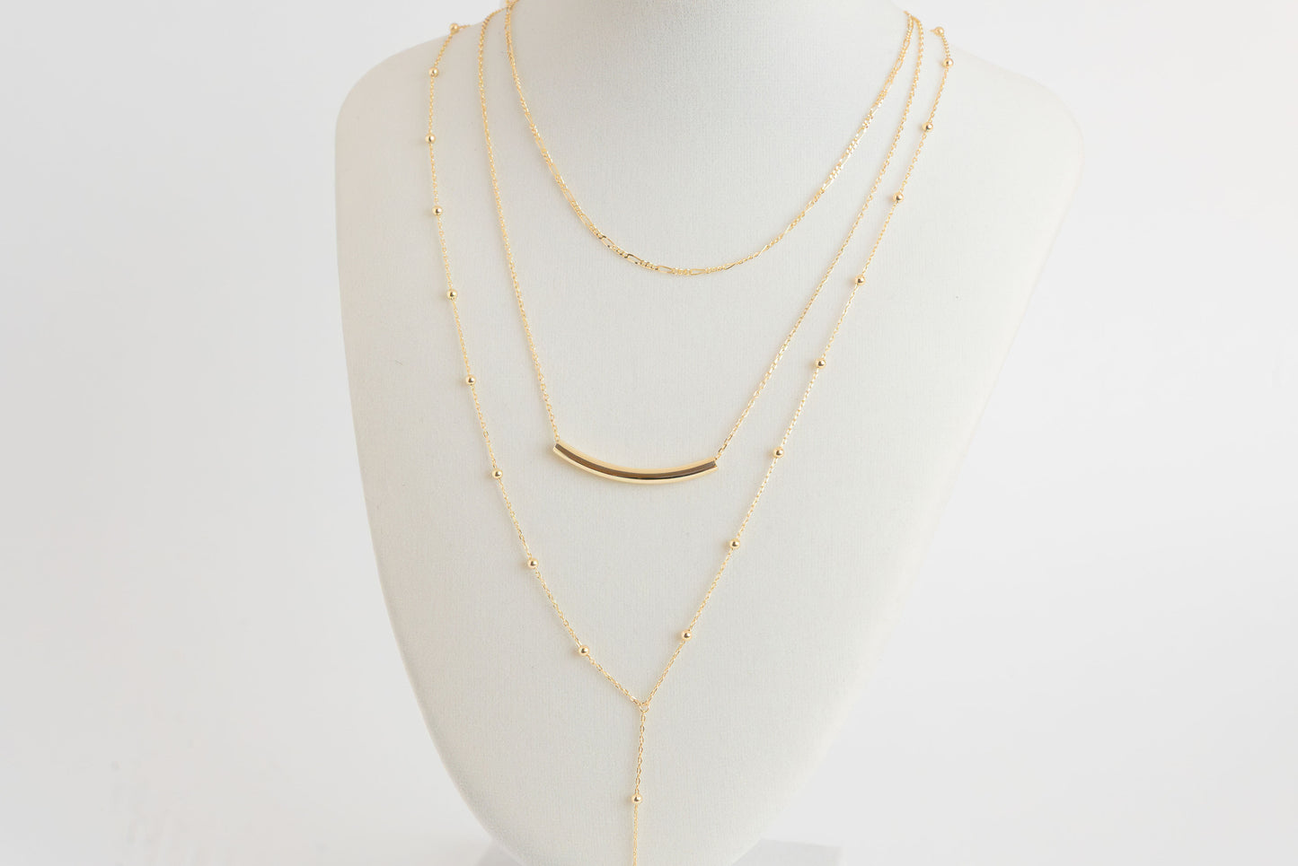 Italian Sterling Silver Long Golden Silver Necklace