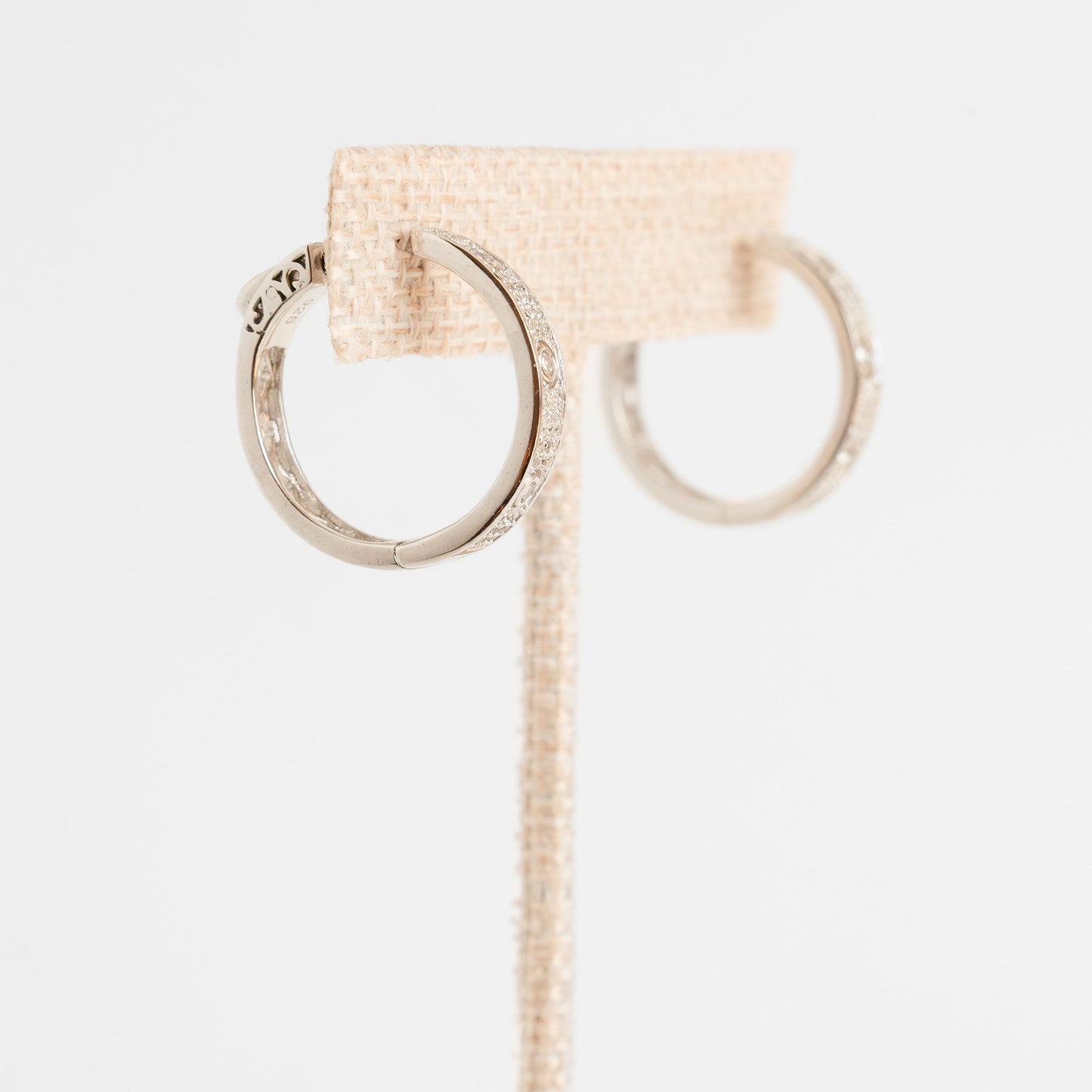 Italian Sterling Silver Gold Plated Earrings - Sparkling Huggie Hoop Earrings