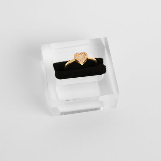 14K Gold Ring Lab Diamond In The Heart Shape Center