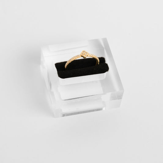 14K Gold Ring Lab Diamond Mini Clover