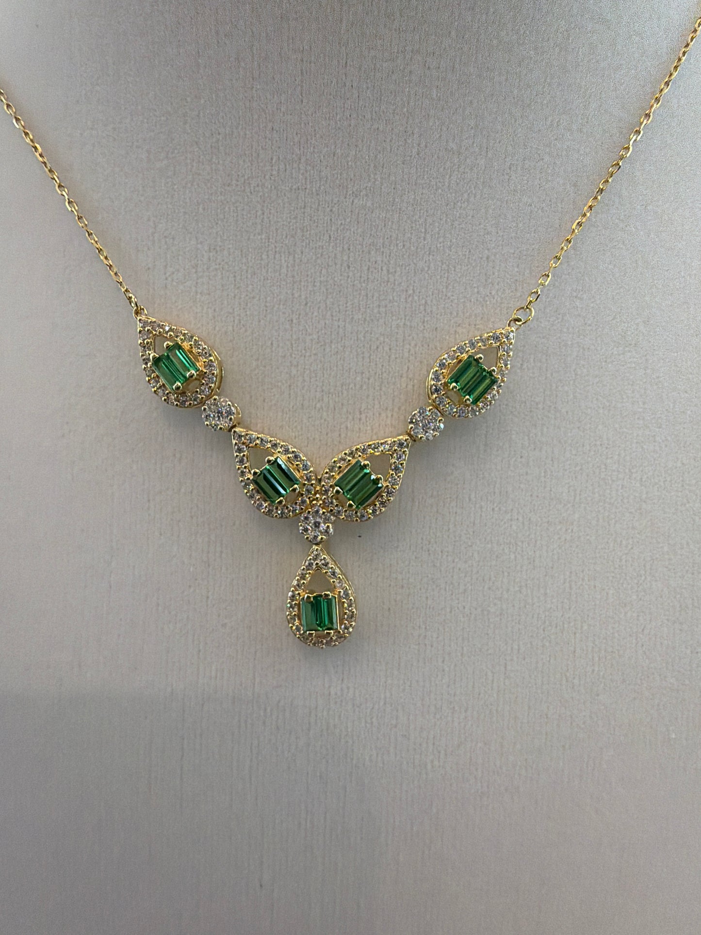 Italian Sterling Silver Emerald Necklace