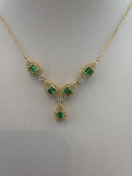 Italian Sterling Silver Emerald Necklace