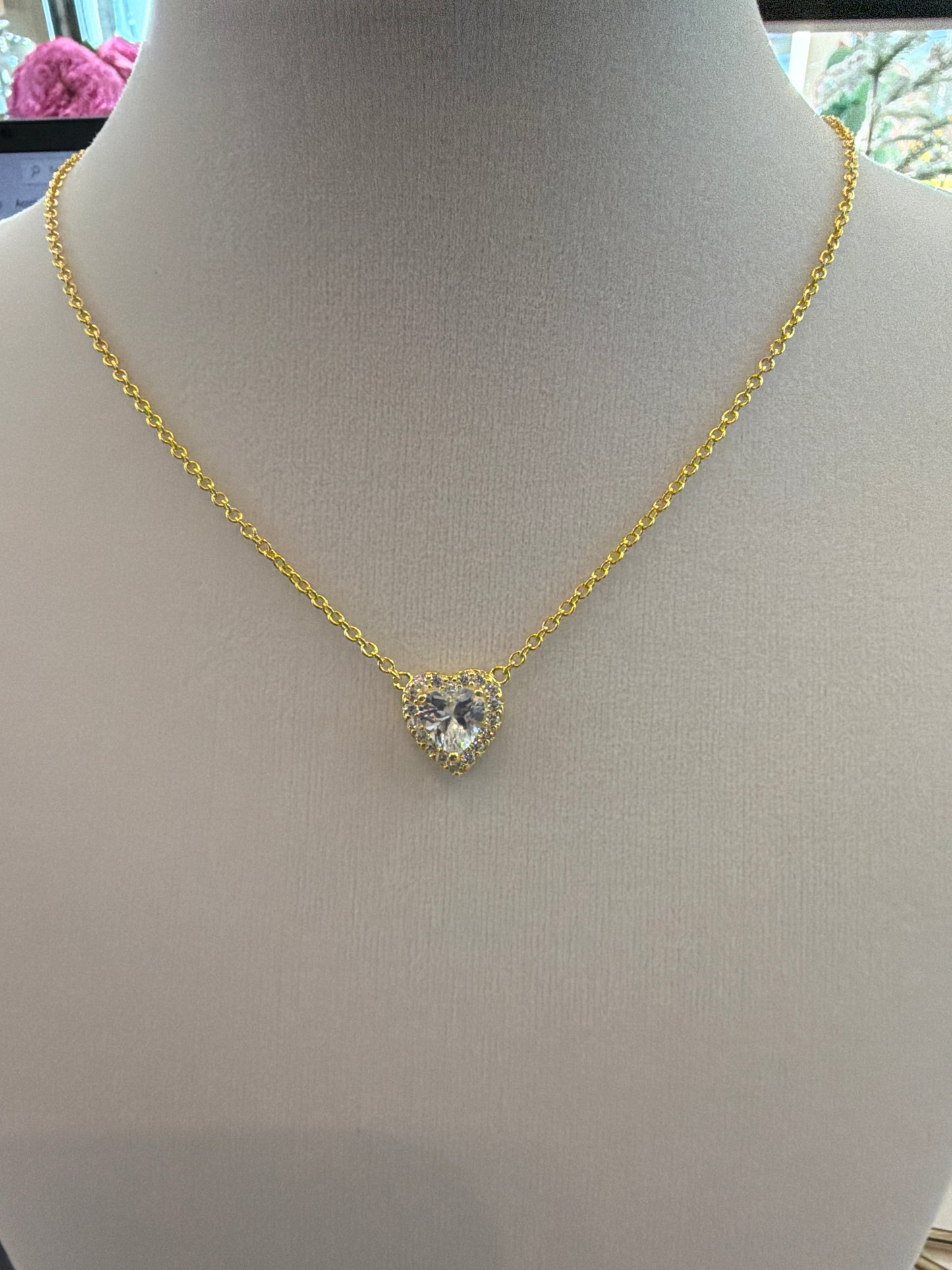 Italian Sterling Silver Necklace Love Sirconia