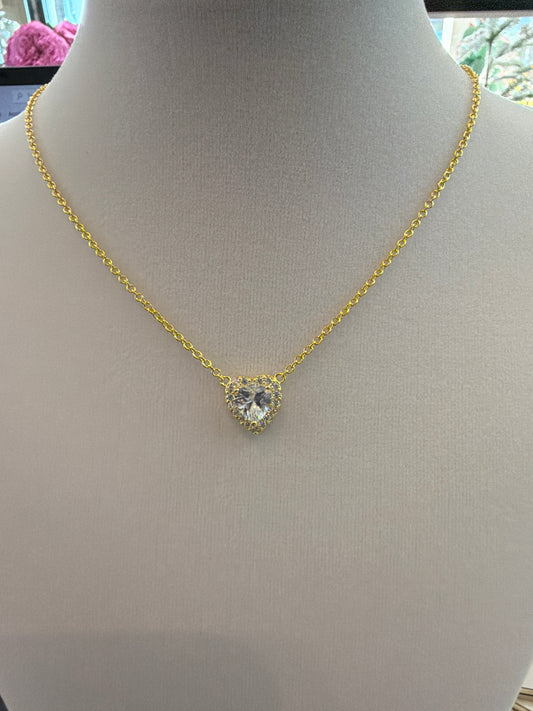 Italian Sterling Silver Necklace Love Sirconia