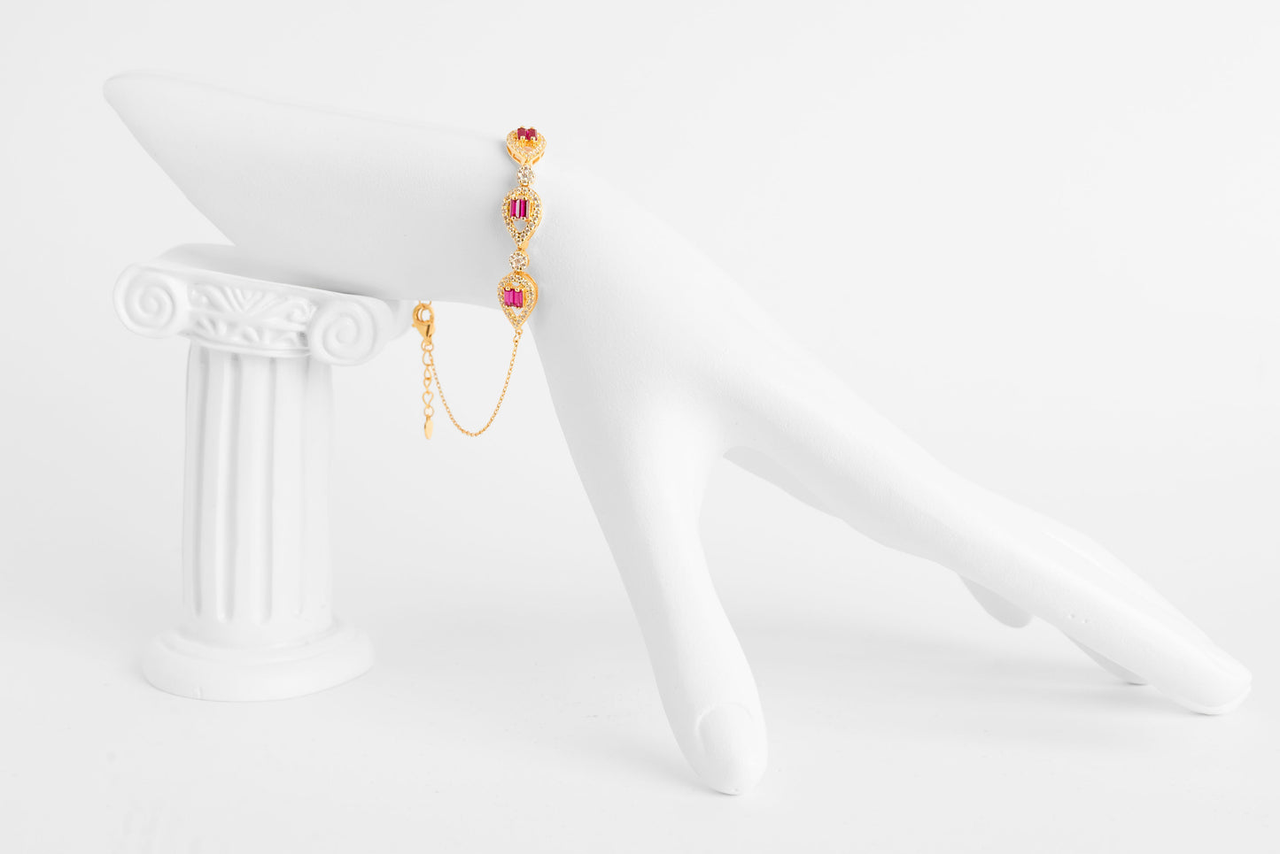 Italian Sterling Silver Gold Plated Bracelet Ruby