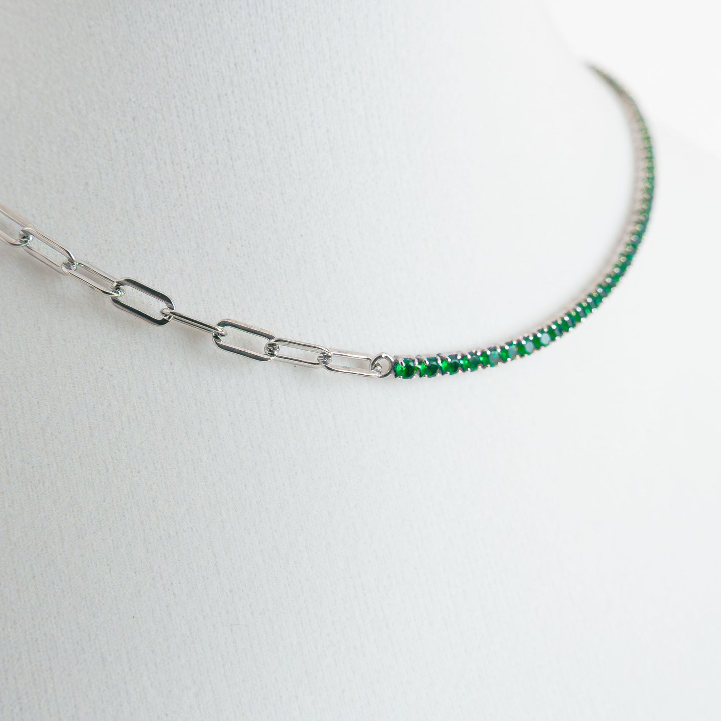 Italian Sterling Silver Necklace Color Sapphire, Ruby And Emerald