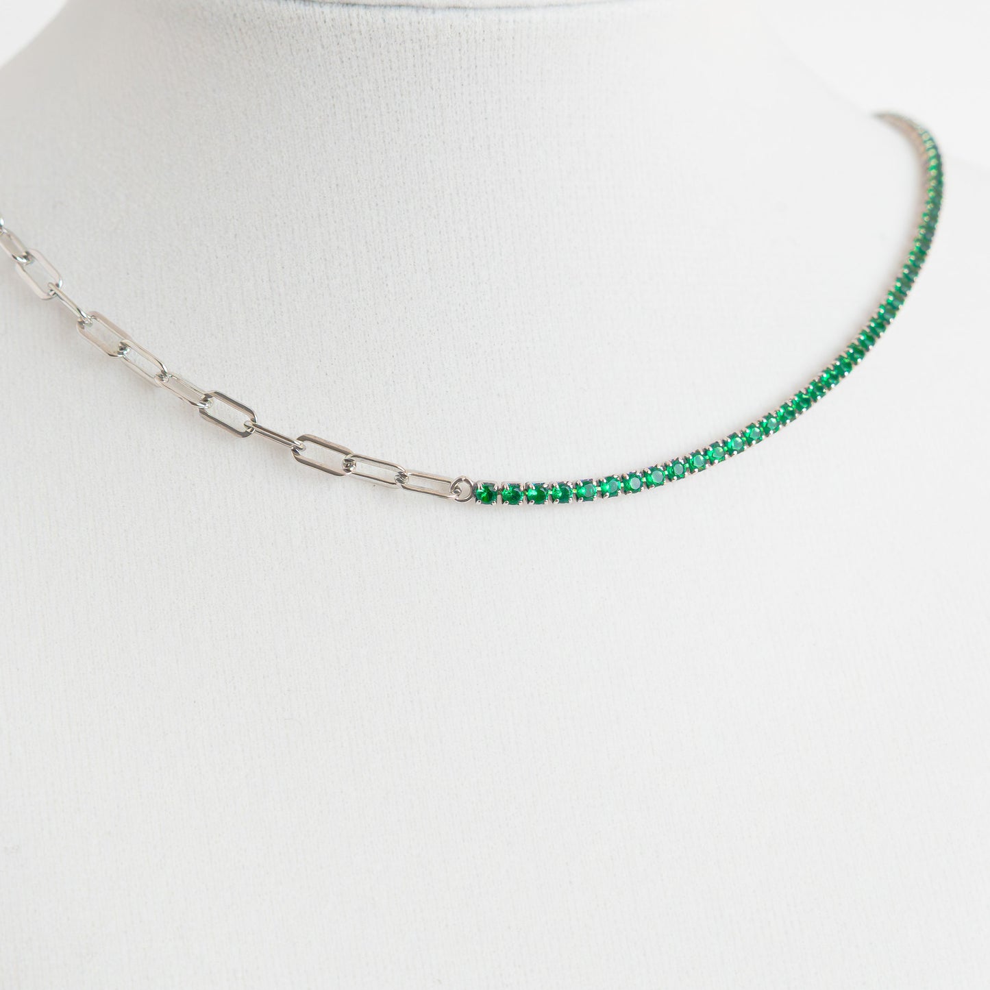 Italian Sterling Silver Necklace Color Sapphire, Ruby And Emerald