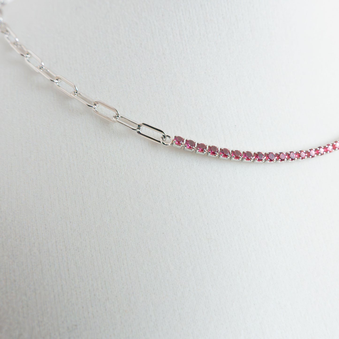 Italian Sterling Silver Necklace Color Sapphire, Ruby And Emerald