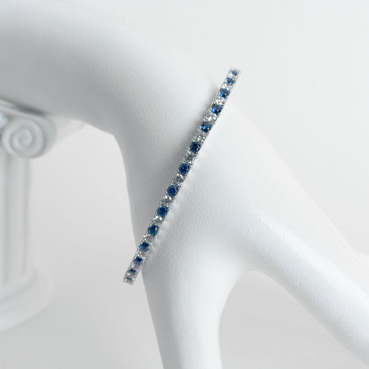 Italian Sterling Silver Sapphire Bracelet Silver Steering