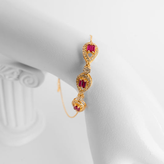 Italian Sterling Silver Gold Plated Bracelet Ruby