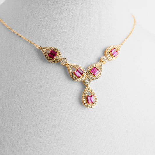 Italian Sterling Silver Italian Ruby Necklace