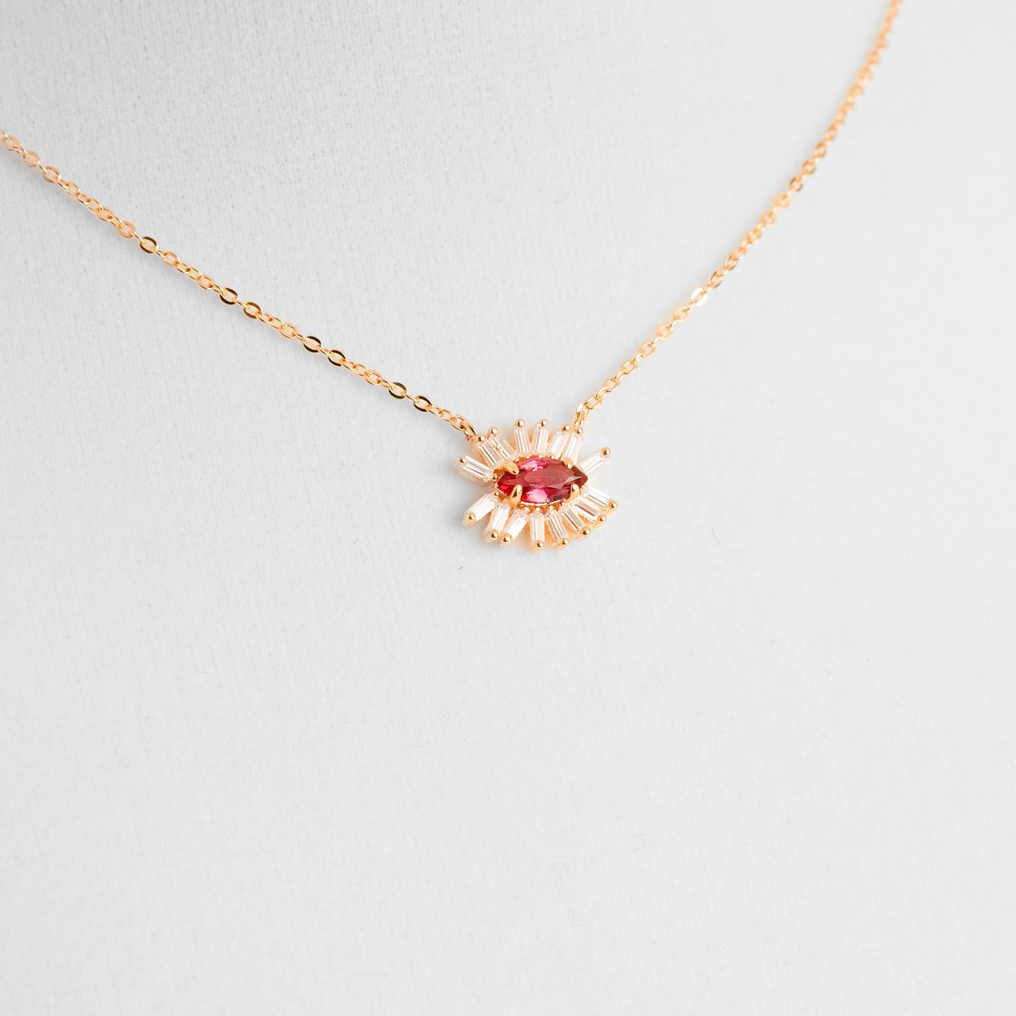 Italian Sterling Silver Italian Gold Pink Sun Necklace