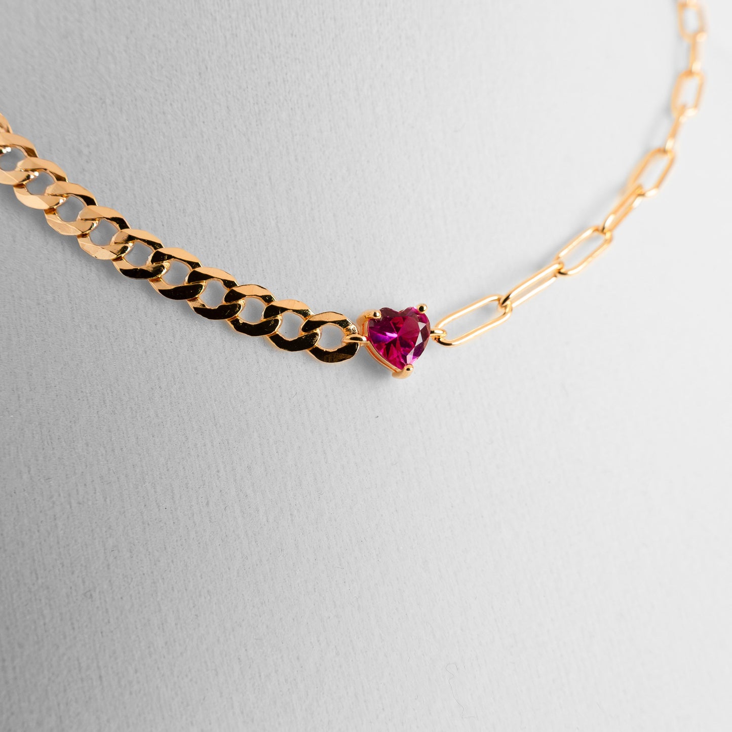 Italian Sterling Silver Italian Gold Pink Love Necklace