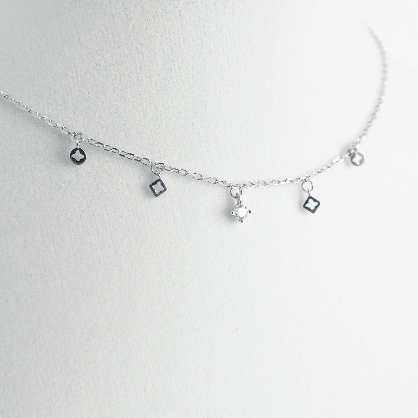 Italian Sterling Silver Necklace Charm Choker