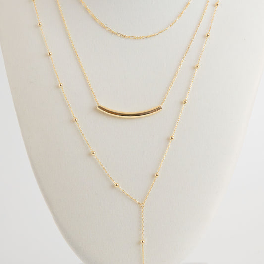 Italian Sterling Silver Long Golden Silver Necklace