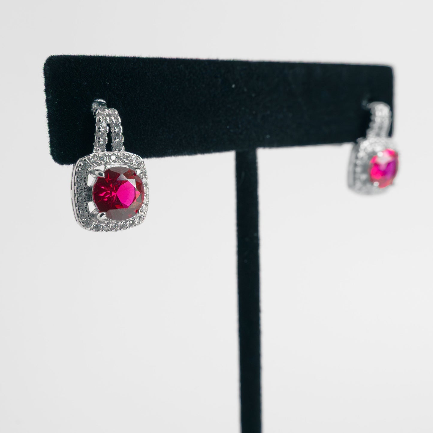 Earrings Italian Silver Ruby