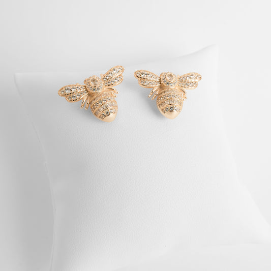Earrings Italian Silver Bees - 18k Gold Plated