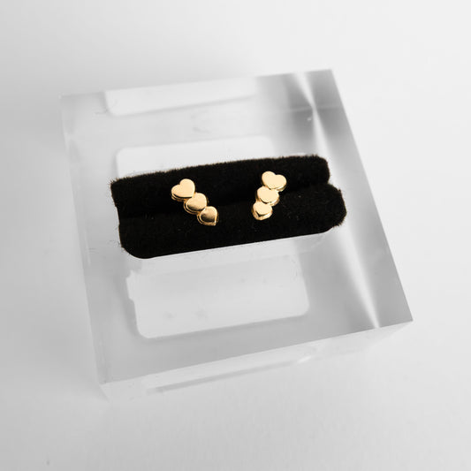 14k Gold Triple Love Earring Gold