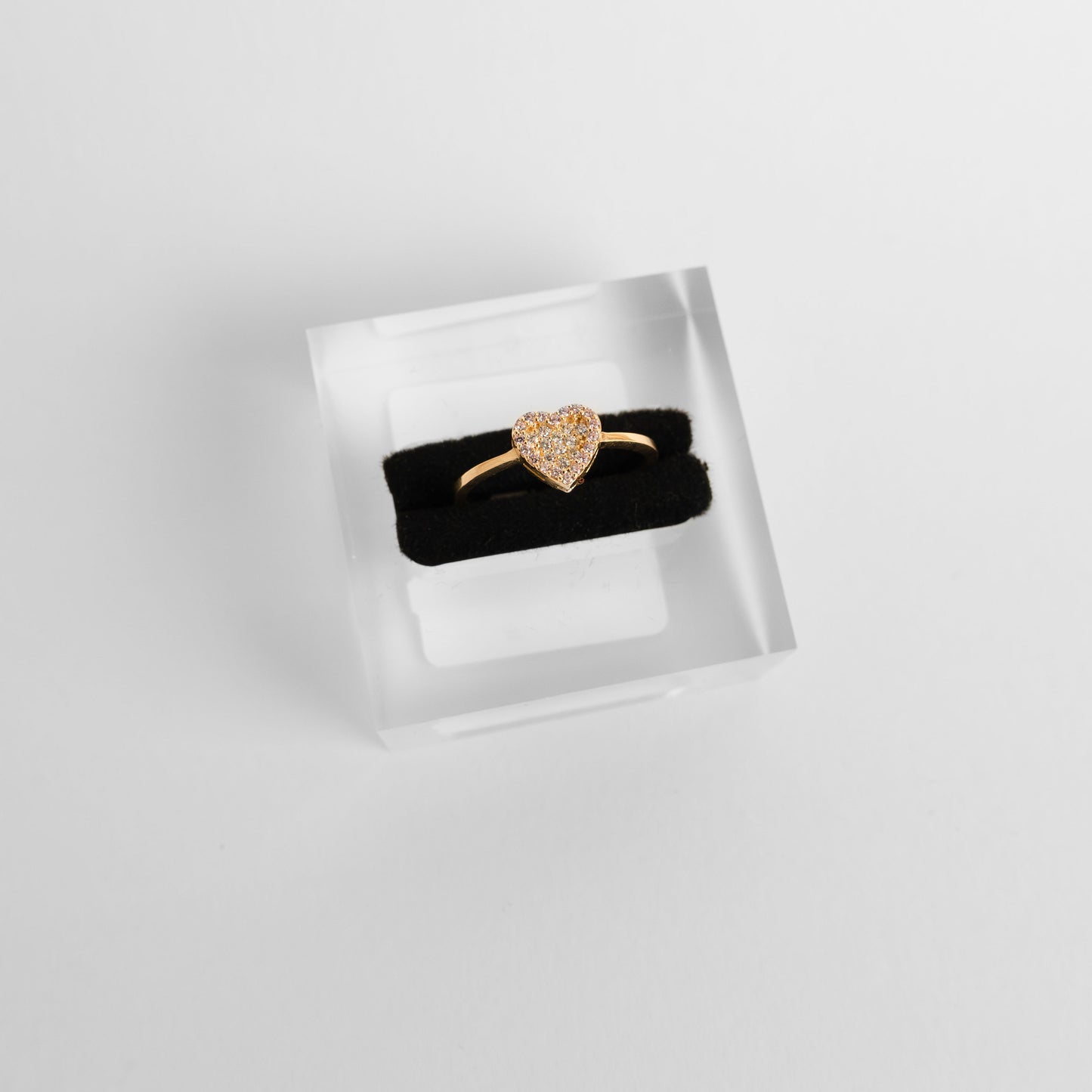 14K Gold Ring Lab Diamond In The Heart Shape Center