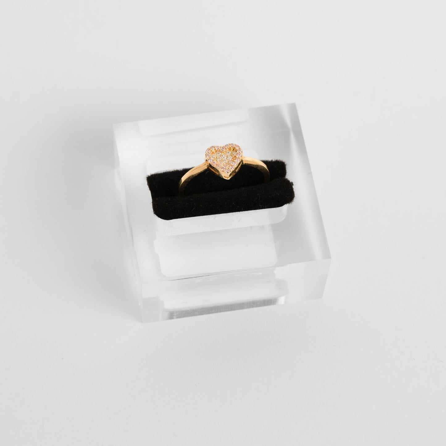 14K Gold Ring Lab Diamond In The Heart Shape Center